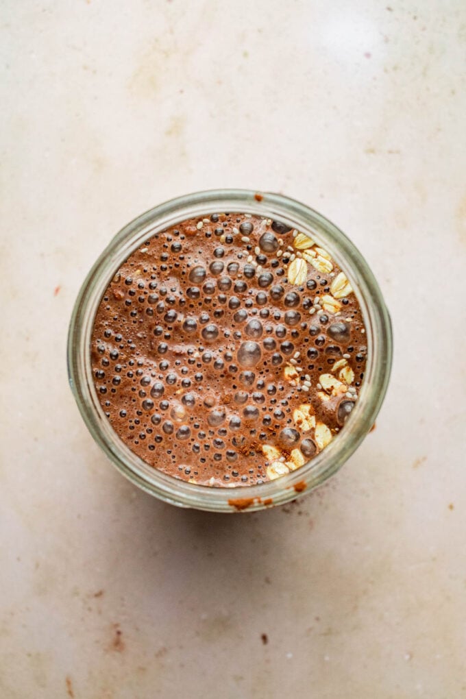 brownie batter overnight oats in jar