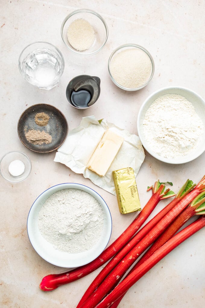 rhubarb galette ingredients