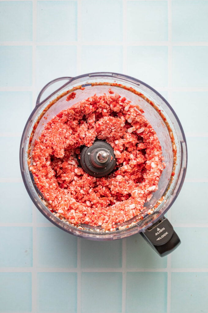 strawberry mash in food processor