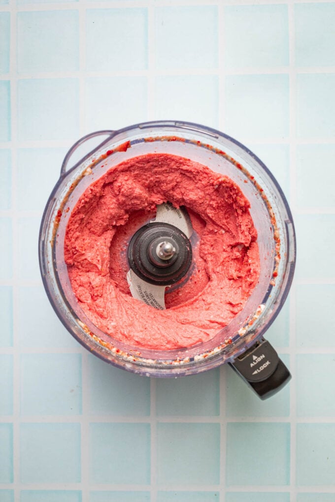 strawberry sorbet in food processor