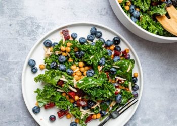 Fresh Blueberry and Kale Salad with Almonds