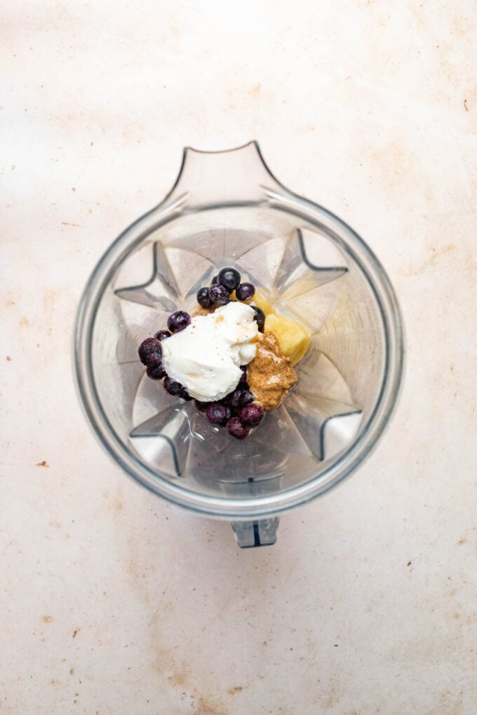 smoothie ingredients in blender