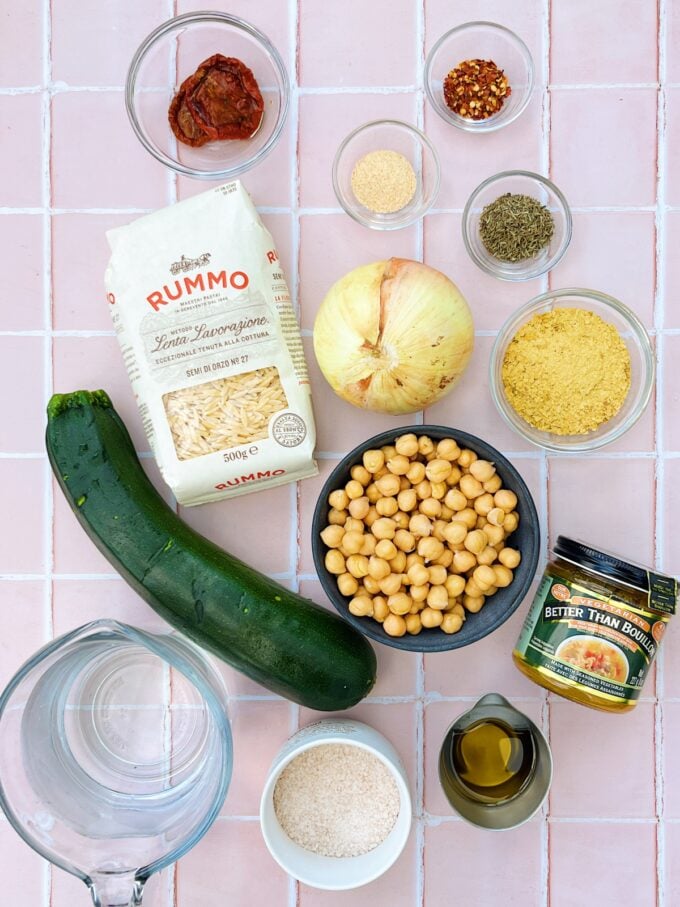 zucchini, orzo and chickpeas