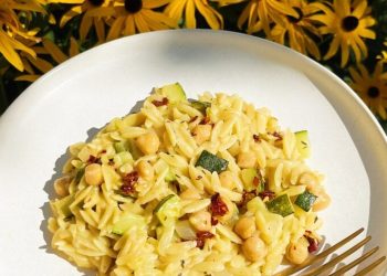 30 Minute Zucchini Orzo with Chile Oil