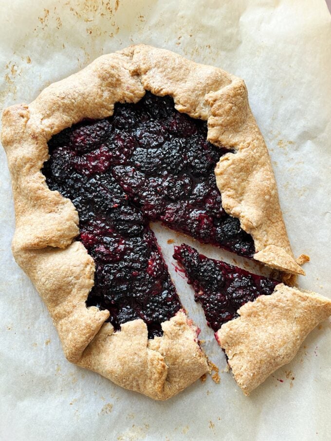 blackberry galette on parchment