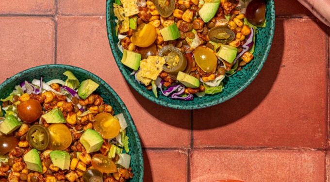 20 Minute Vegan Taco Salad with Creamy Dressing