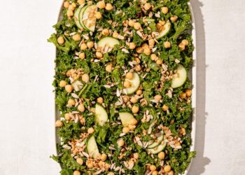 Bright + Fresh Kale Salad with Farro and Chickpeas