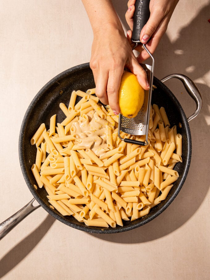 Lemon zest with pasta