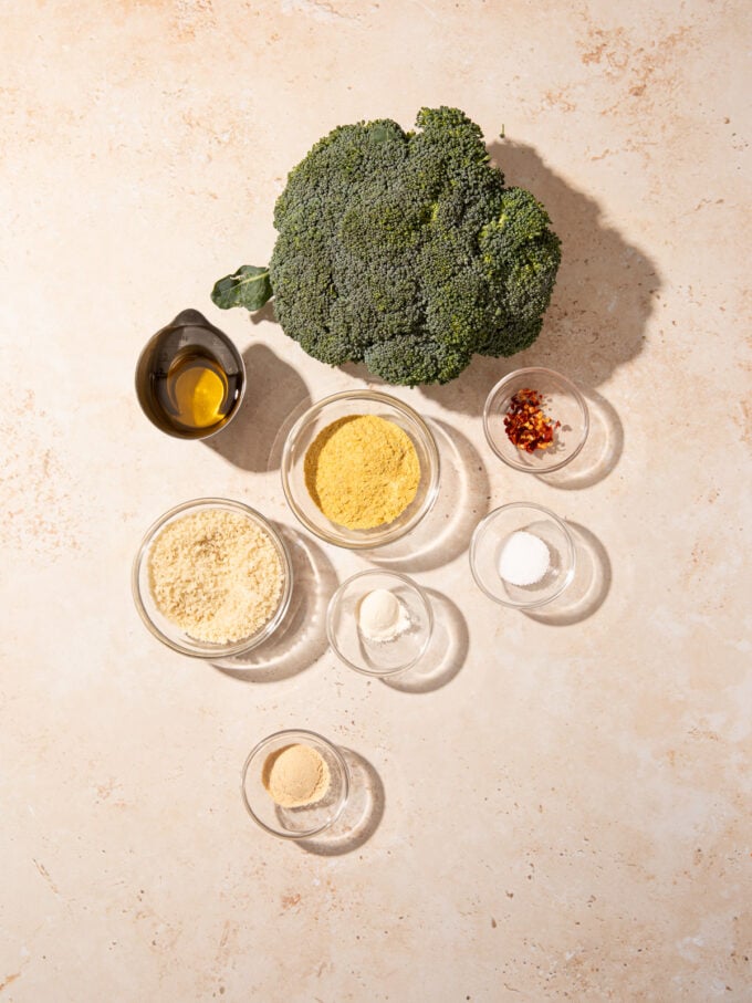 broccoli, nutritional yeast and panko crumbs