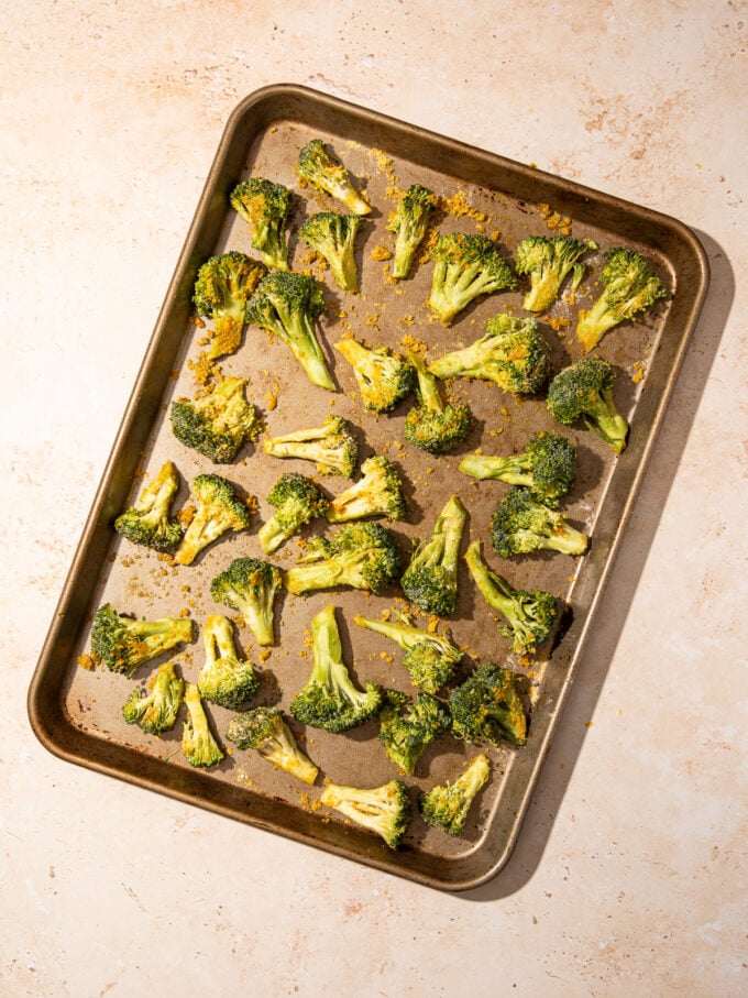 broccoli on baking sheet