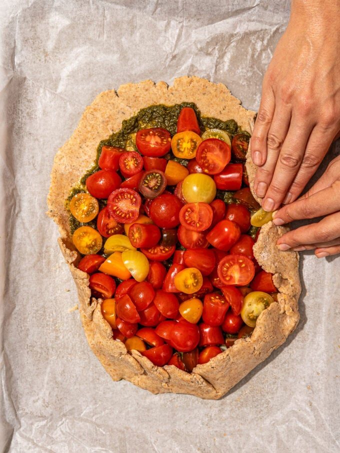 hand folding galette dough