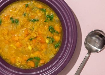 Brothy Red Lentil Soup with Carrots