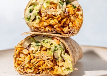 Buffalo Shredded Tofu Wrap (33g protein!)