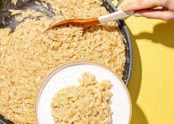 Vegan Orzo Skillet with Charred Lemon