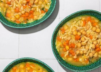 Bright + Lemony Orzo Soup with Chickpeas