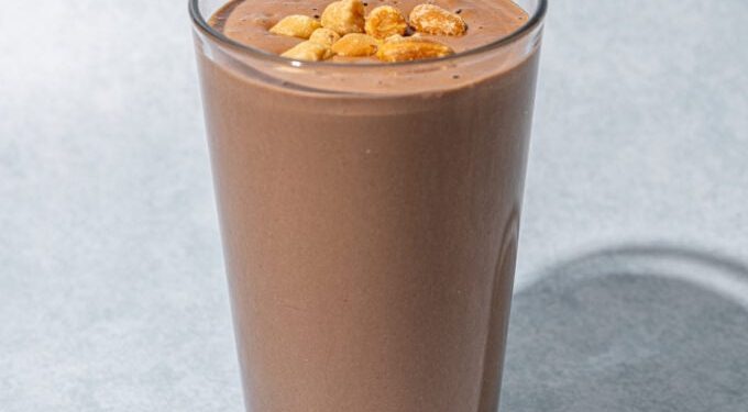 Creamy Snickers Tofu Smoothie (37g protein!)