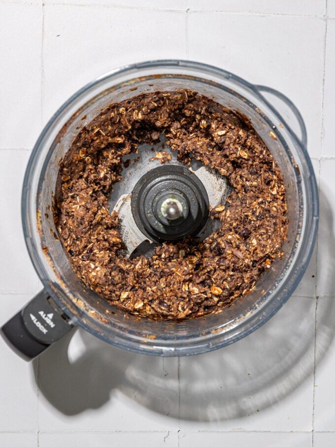 black bean dough in food processor