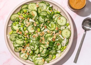 Creamy + Peanutty Cucumber Salad with Edamame