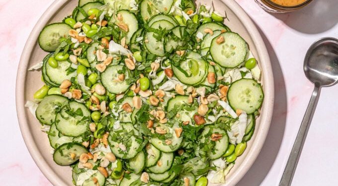 Creamy + Peanutty Cucumber Salad with Edamame