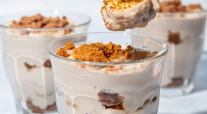 No Bake Vegan Banana Biscoff Pudding with Tofu