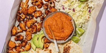 Sheet Pan Cauliflower Tacos with Creamy Chipotle White Beans