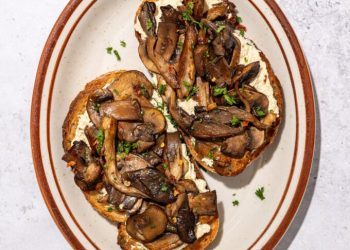 Garlicky Mushrooms on Toast with Tofu Ricotta