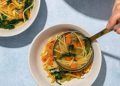Vegan “Chicken” Noodle Soup with Grated Tofu