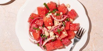 Summer Watermelon Salad with Crumbled Vegan Feta