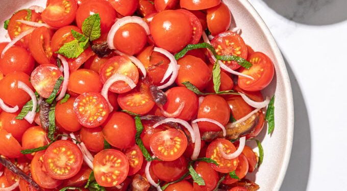 Summer Cherry Tomato Salad with Dates + Mint