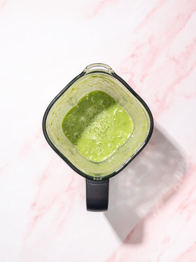 green apple smoothie in blender