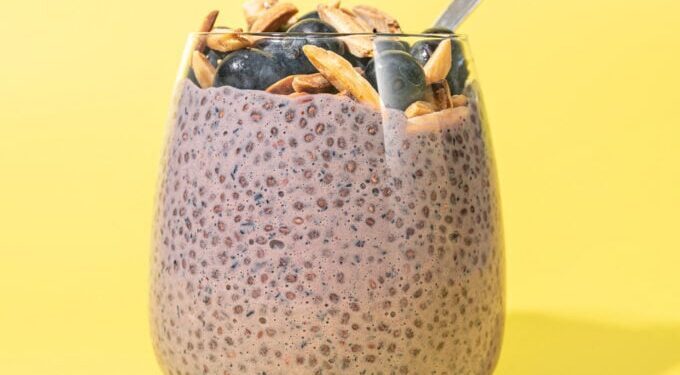 Blueberry Lemon Chia Pudding with Soy Milk