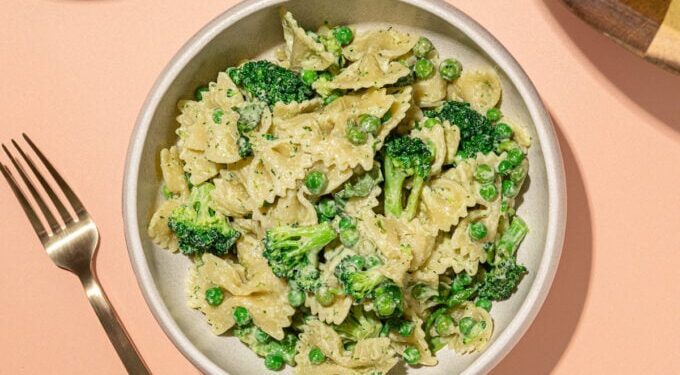 Creamy Broccoli Pasta Salad with Green Goddess Dressing